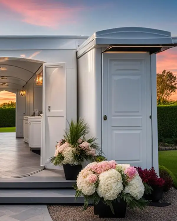 Restroom trailer facilities for wedding guests